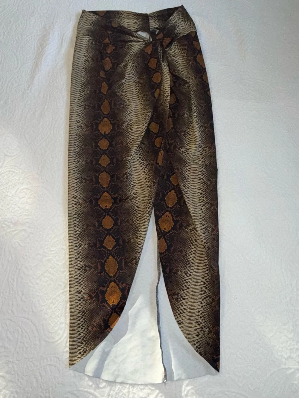 SKIMS Brown Snake-Print Swimsuit Coverup Skirt